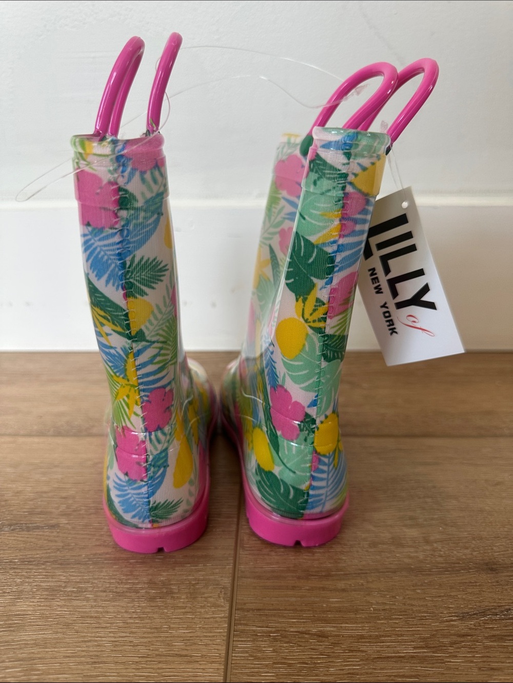 Girls Tropical Rain Boots Waterproof Rubber Size 10 NWT Pink Handles - Picture 4 of 7